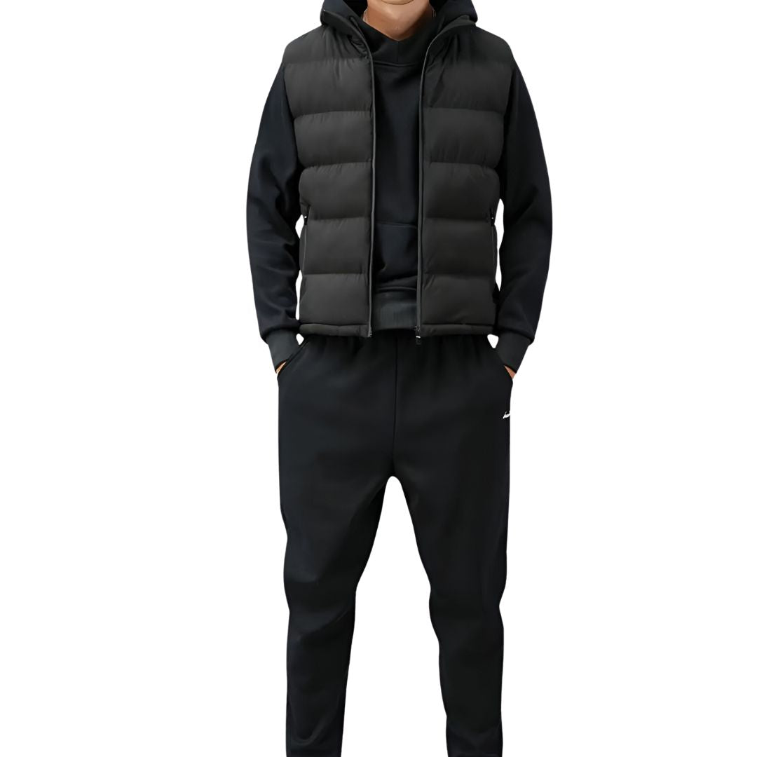 Men's Water-resistant Functional Sleeveless Puffer Jacket with High Zip Collar