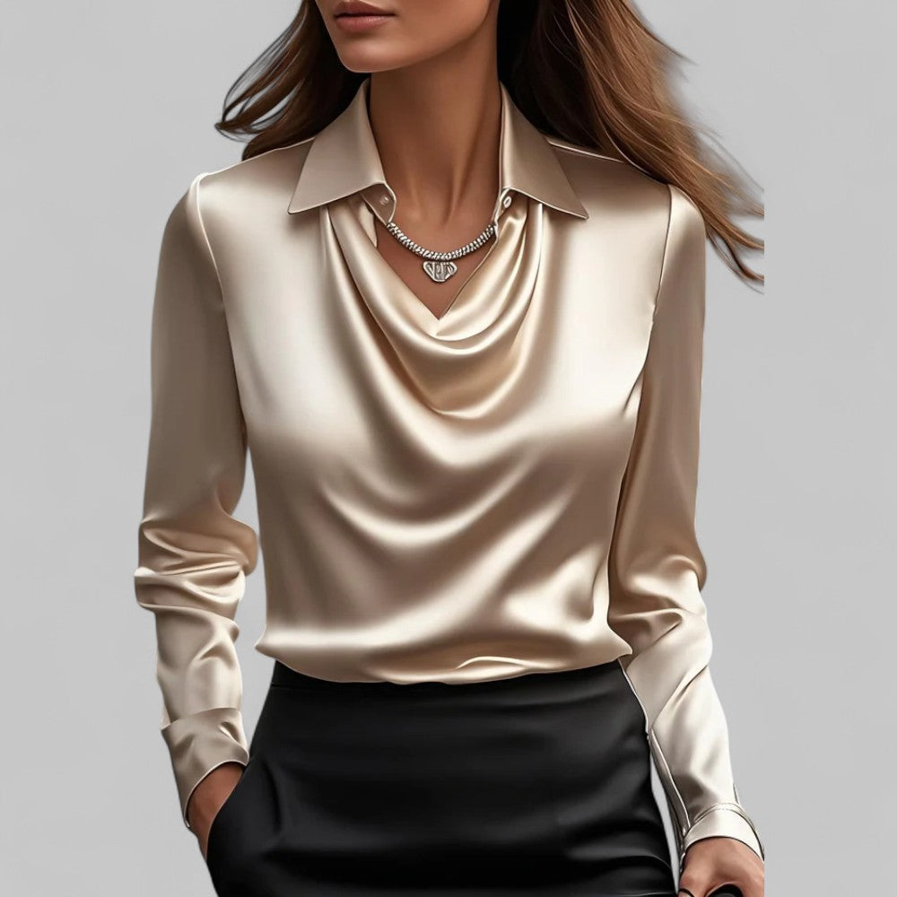Versatile Elegant Draped Neckline Blouses for Women