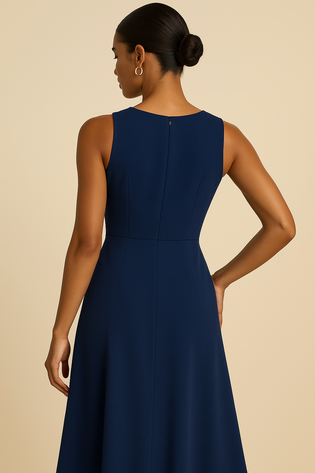 Liliane High-Low Chiffon Dress with Floral Waist Appliqué – Rosewood
