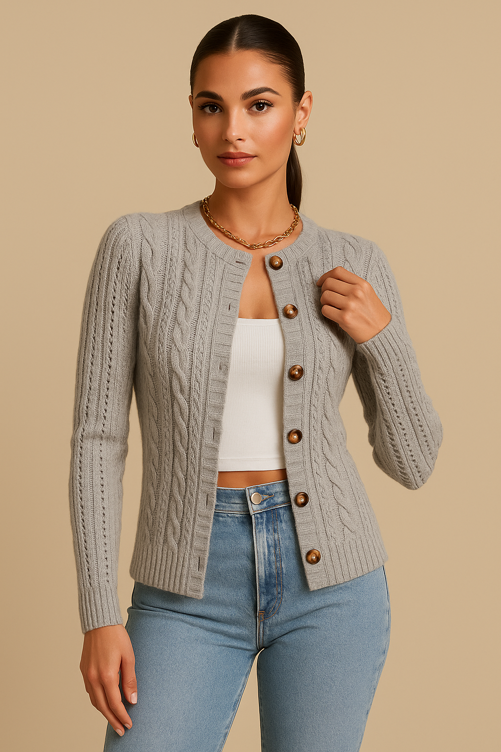 Maris Knit Cardigan with Relaxed Fit & Button Front