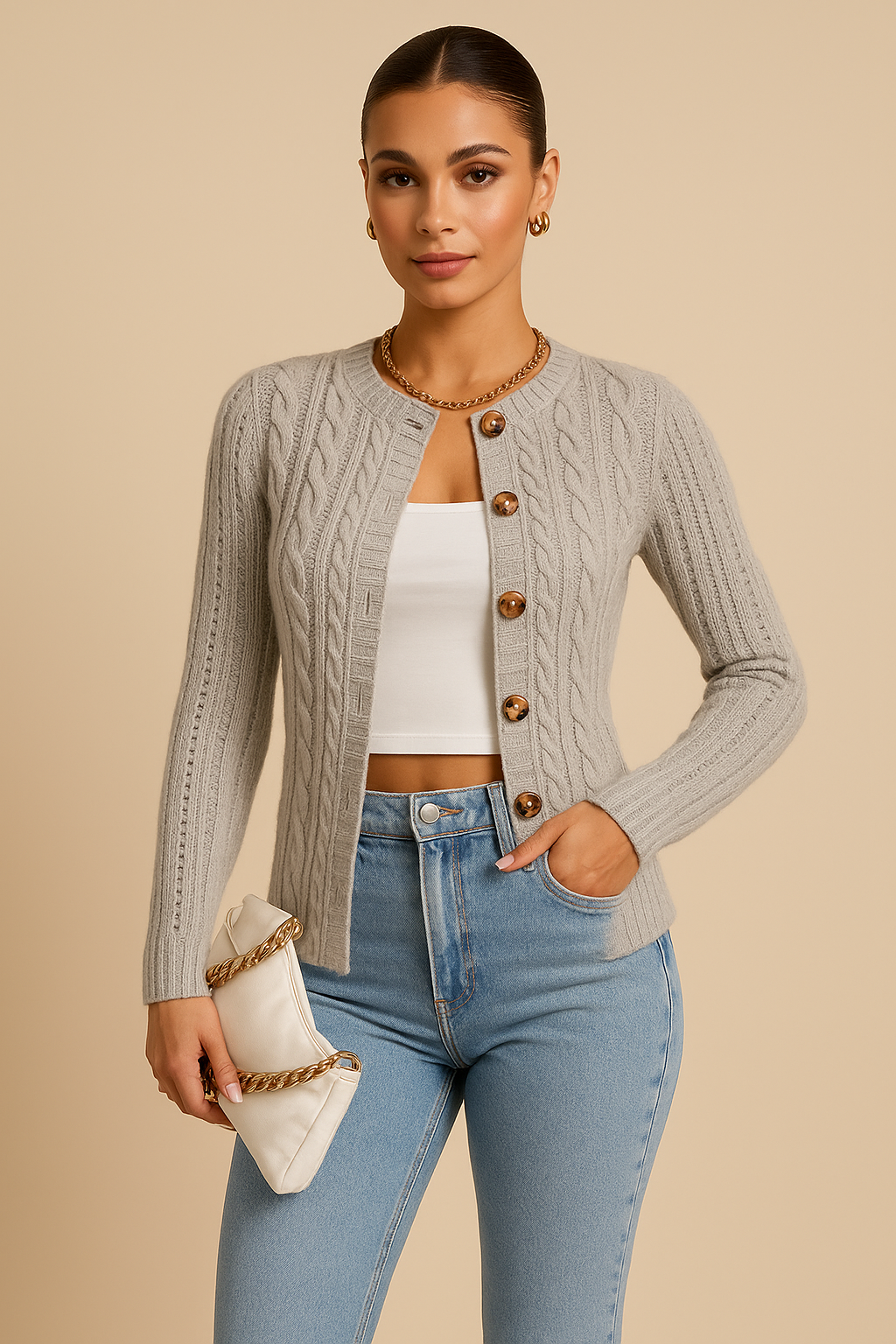 Maris Knit Cardigan with Relaxed Fit & Button Front