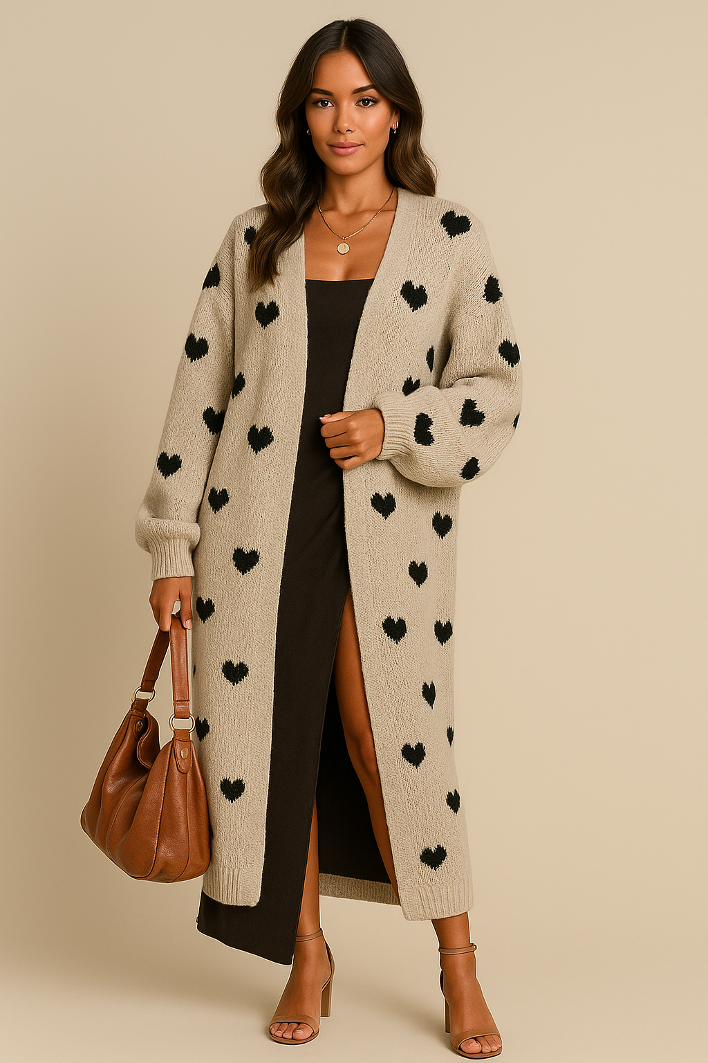 Callista Knitted Cardigan with Heart Pattern