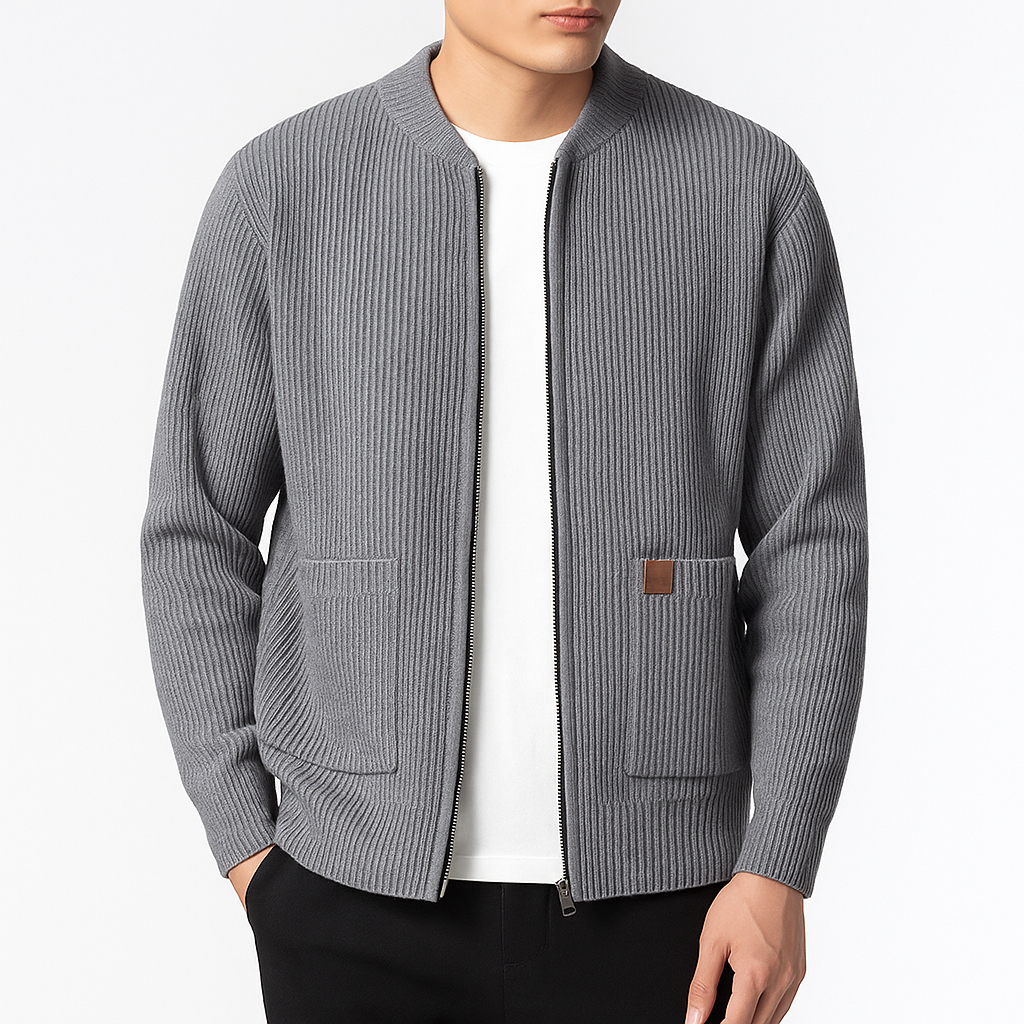 Smith | Mock Neck Ribbed Knit Cardigan