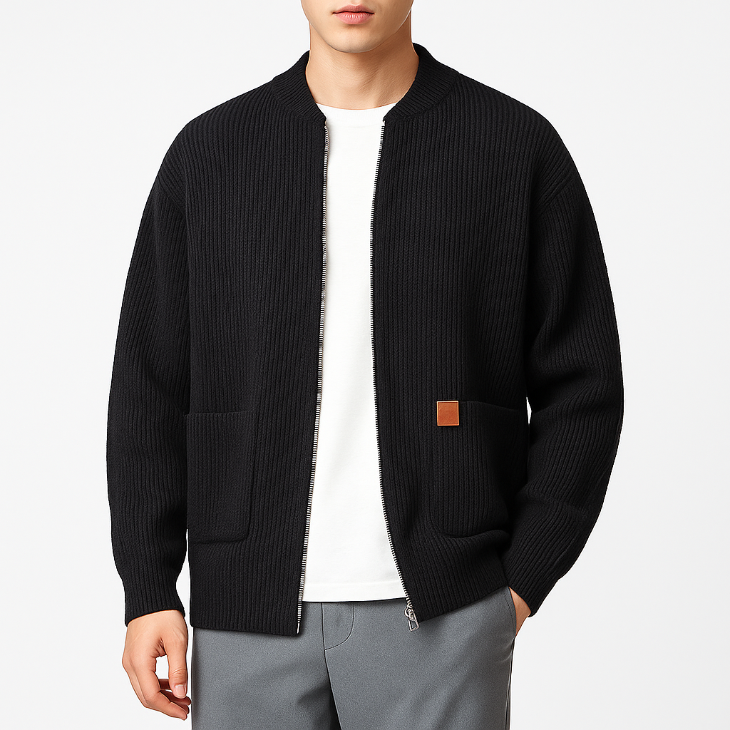 Smith | Mock Neck Ribbed Knit Cardigan