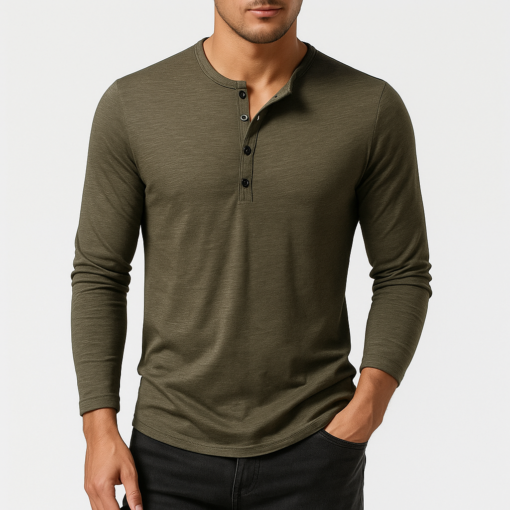 Smith | Long Sleeve Henley T-Shirt