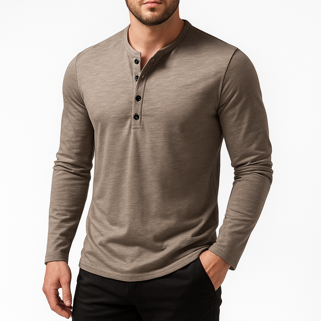 Smith | Long Sleeve Henley T-Shirt