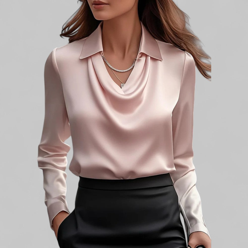 Versatile Elegant Draped Neckline Blouses for Women