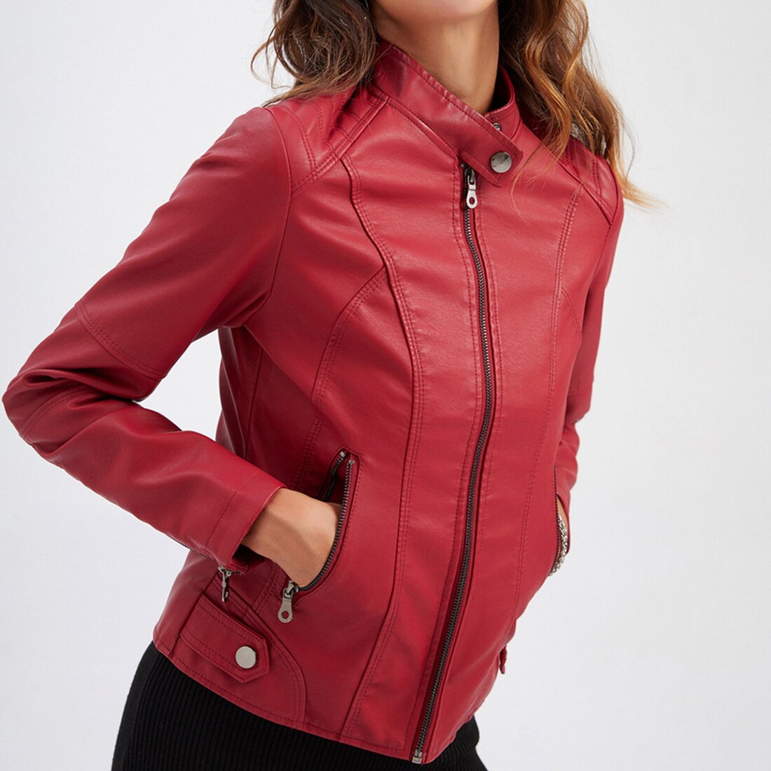 Women's Fashion Regular Fit Jacket – Elegant with Pockets and Zipper Closure