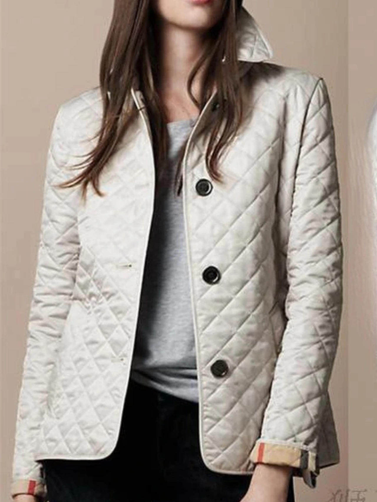 Women's Outer Layer Quilted Turned-Down Collar Jacket