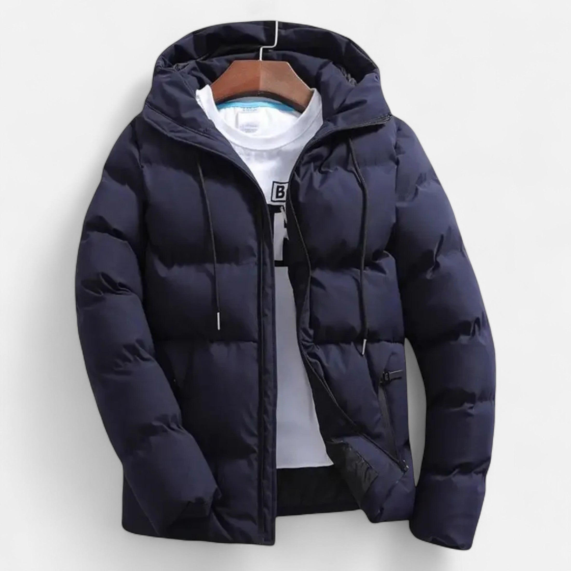 Timeless Men's Winter Hooded Layer Puffer Jacket for Cold Weather
