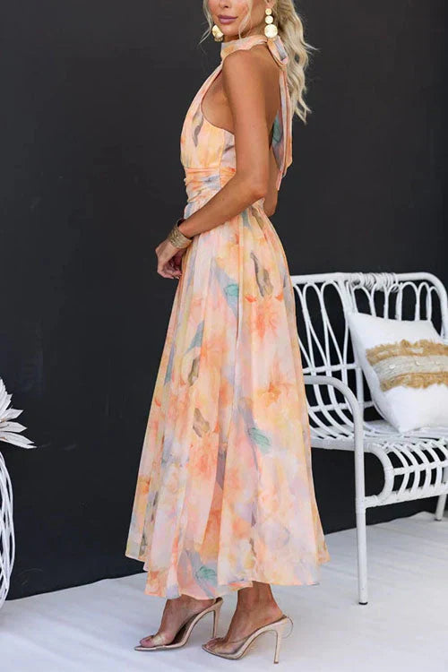 Women's Stunning Summer Watercolour Maxi Dress