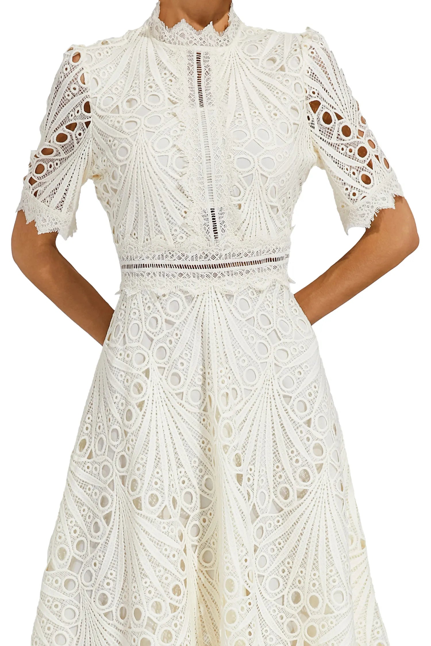 Exquisite Airy Lace Wedding Party Midi Dress for Women