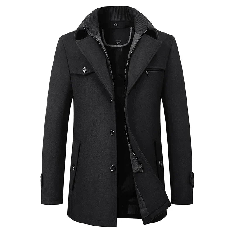 Men’s Classic Long Practical Winter Button Overcoat