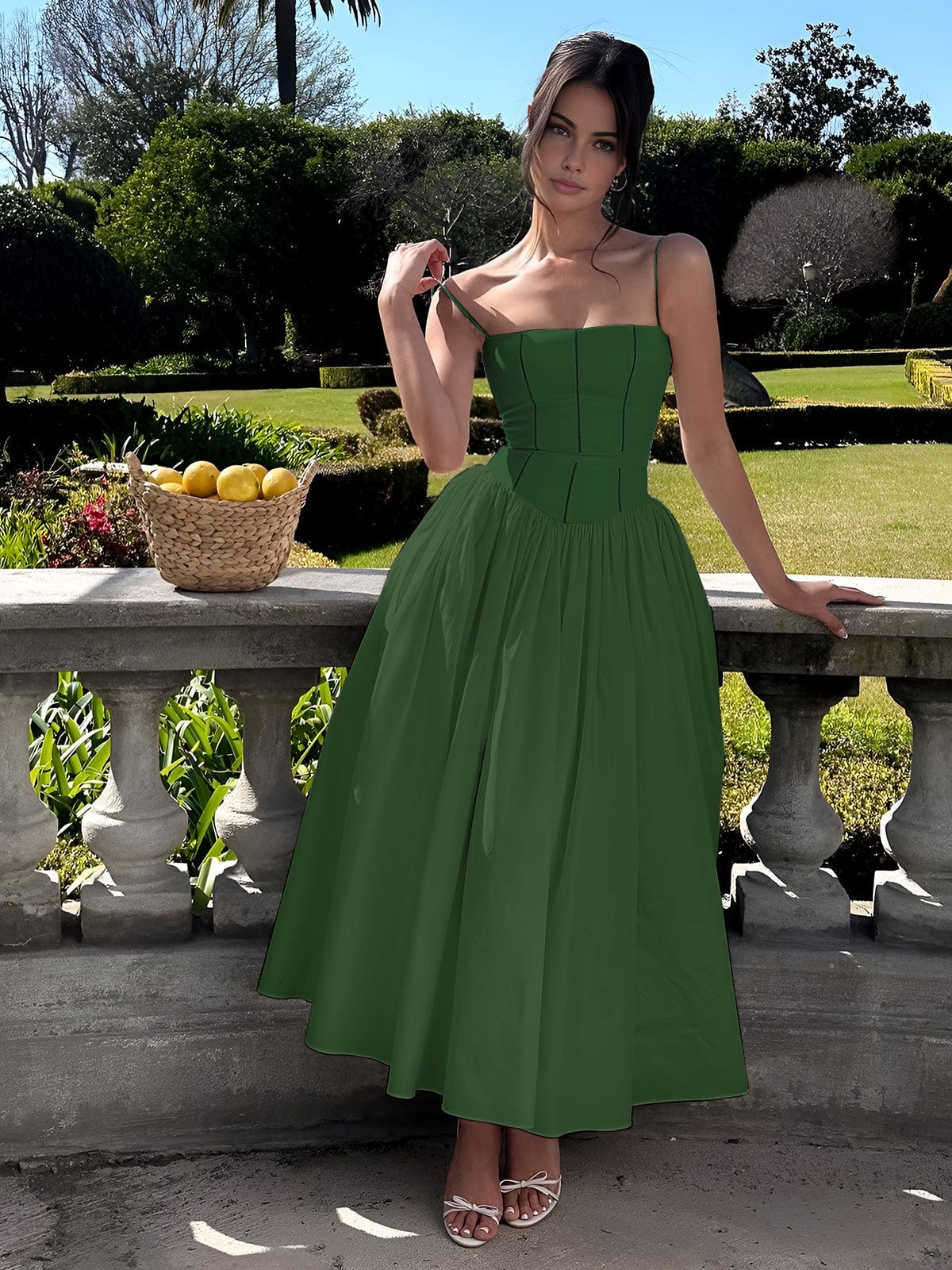 Women's Timeless Corset Midi Wedding Guest Dress