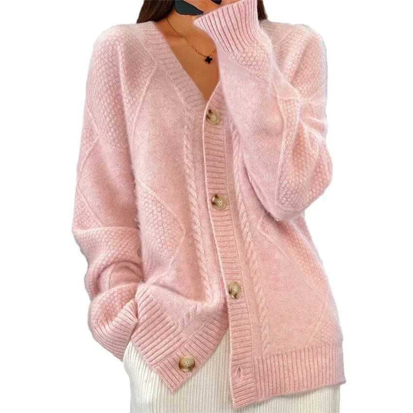 Women's Versatile Warm Soft Button Long Sleeves Cardigan