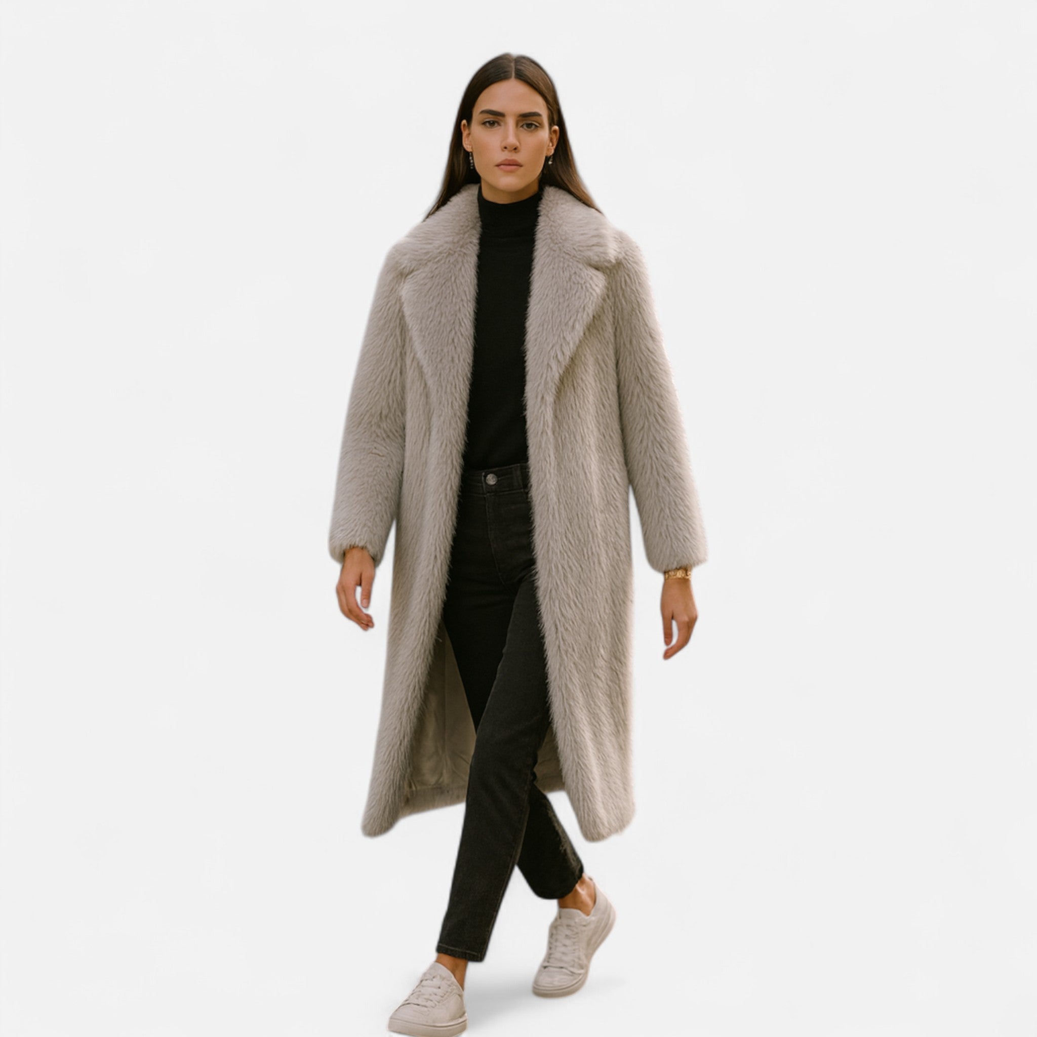 Women’s Timeless Long City Adventure Winter Faux Fur Overcoat