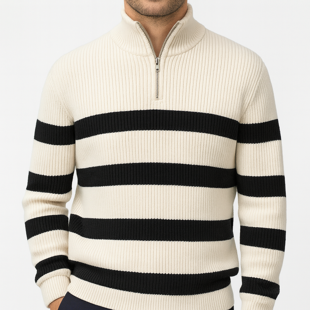 Smith | Striped Half-Zip Sweater
