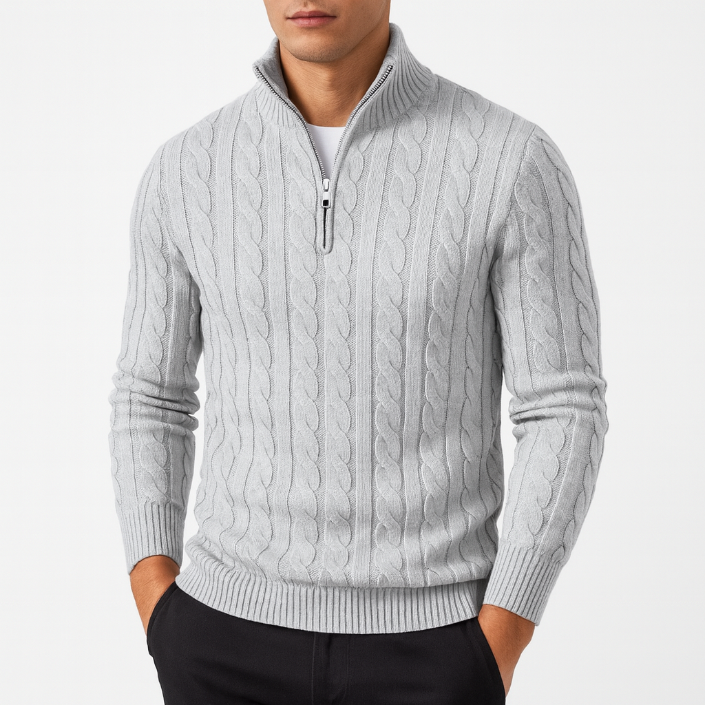 Smith | Cable Knit Half-Zip Sweater