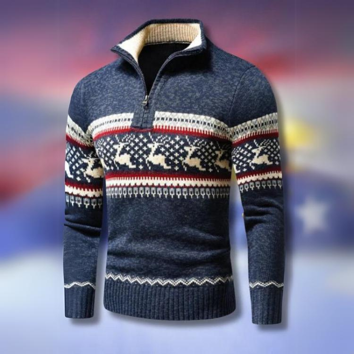 Men's Festive Cosy Half-Zipper Winter Sweater