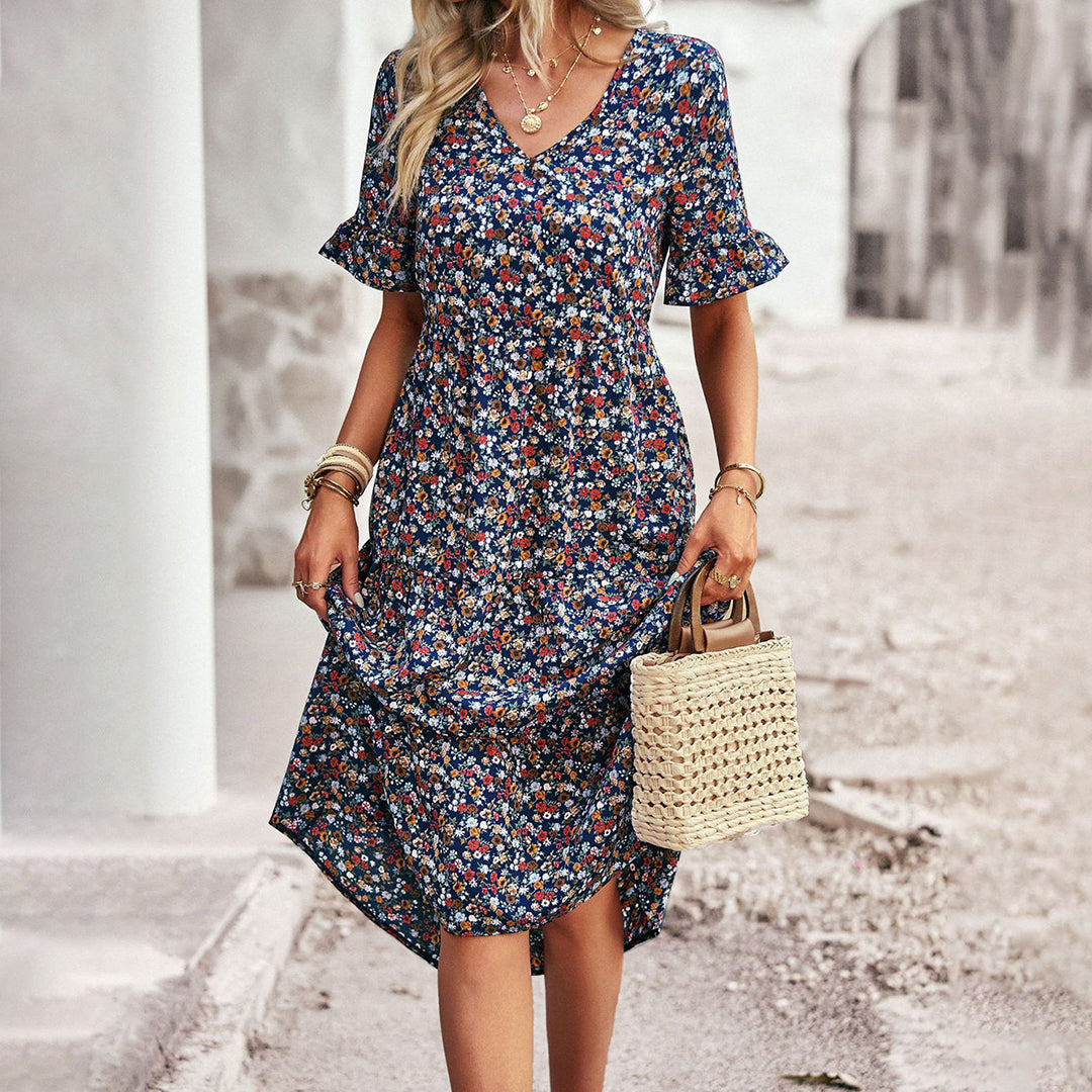 Chic Sunny Vibrant Floral Summer Dress for Women