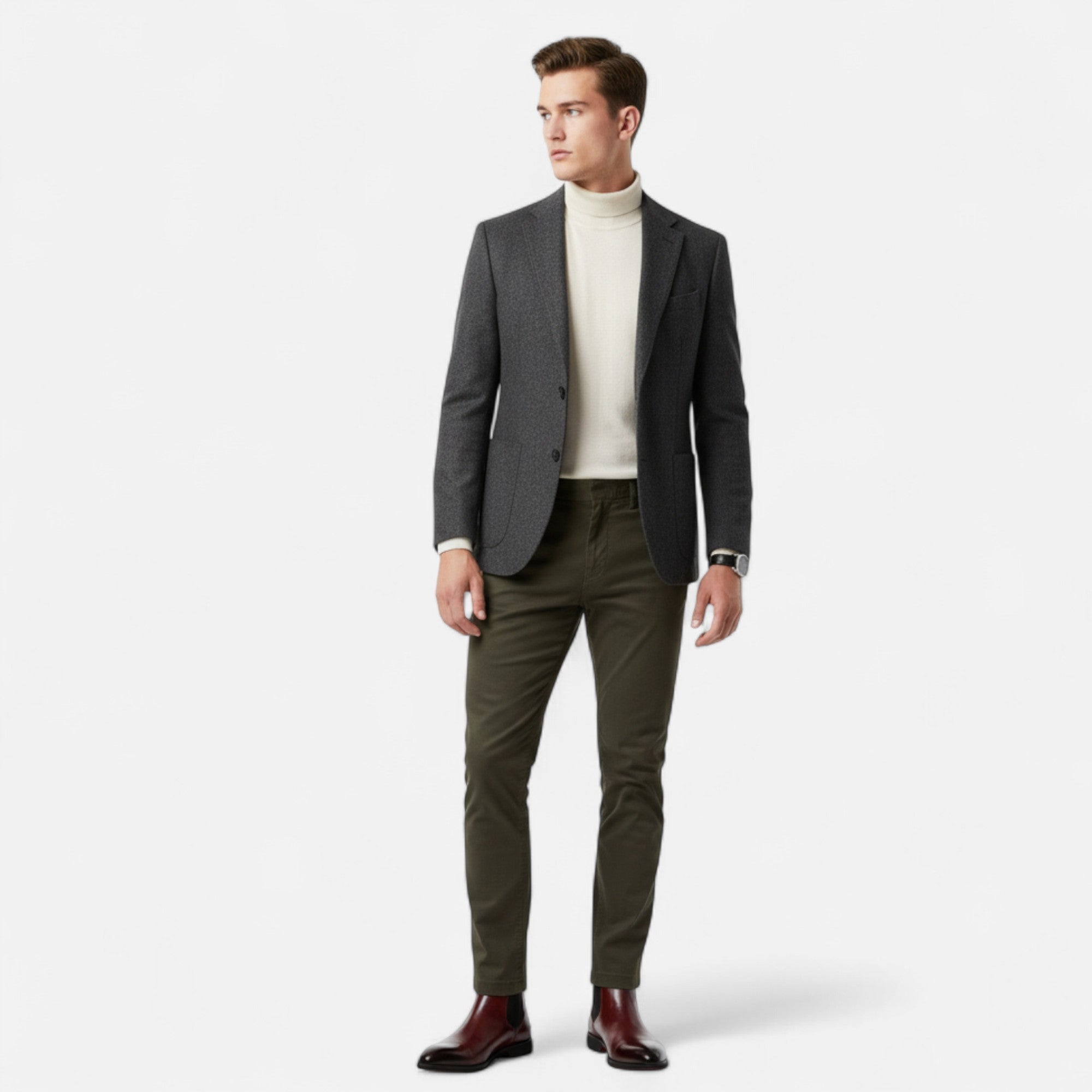 Modern Formal Chelsea Boots in Elegant Black with Red Sole for Men