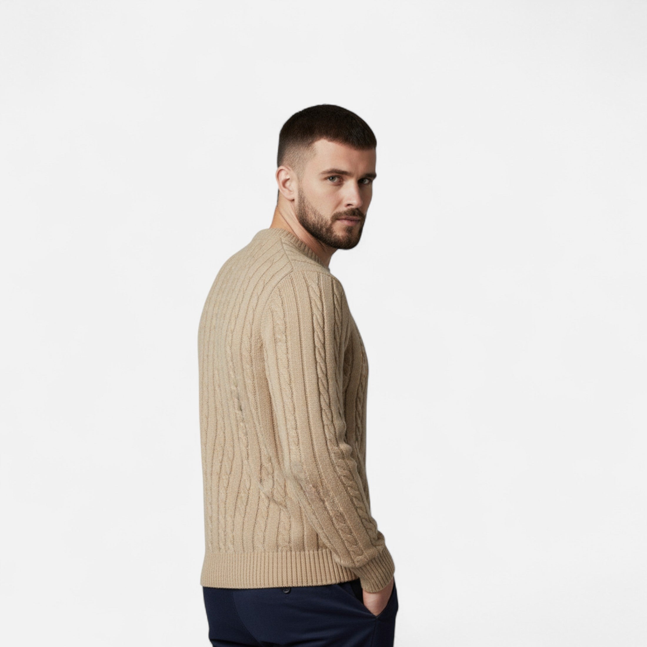 Timeless Men’s Winter Blend Sweater with Round Neckline