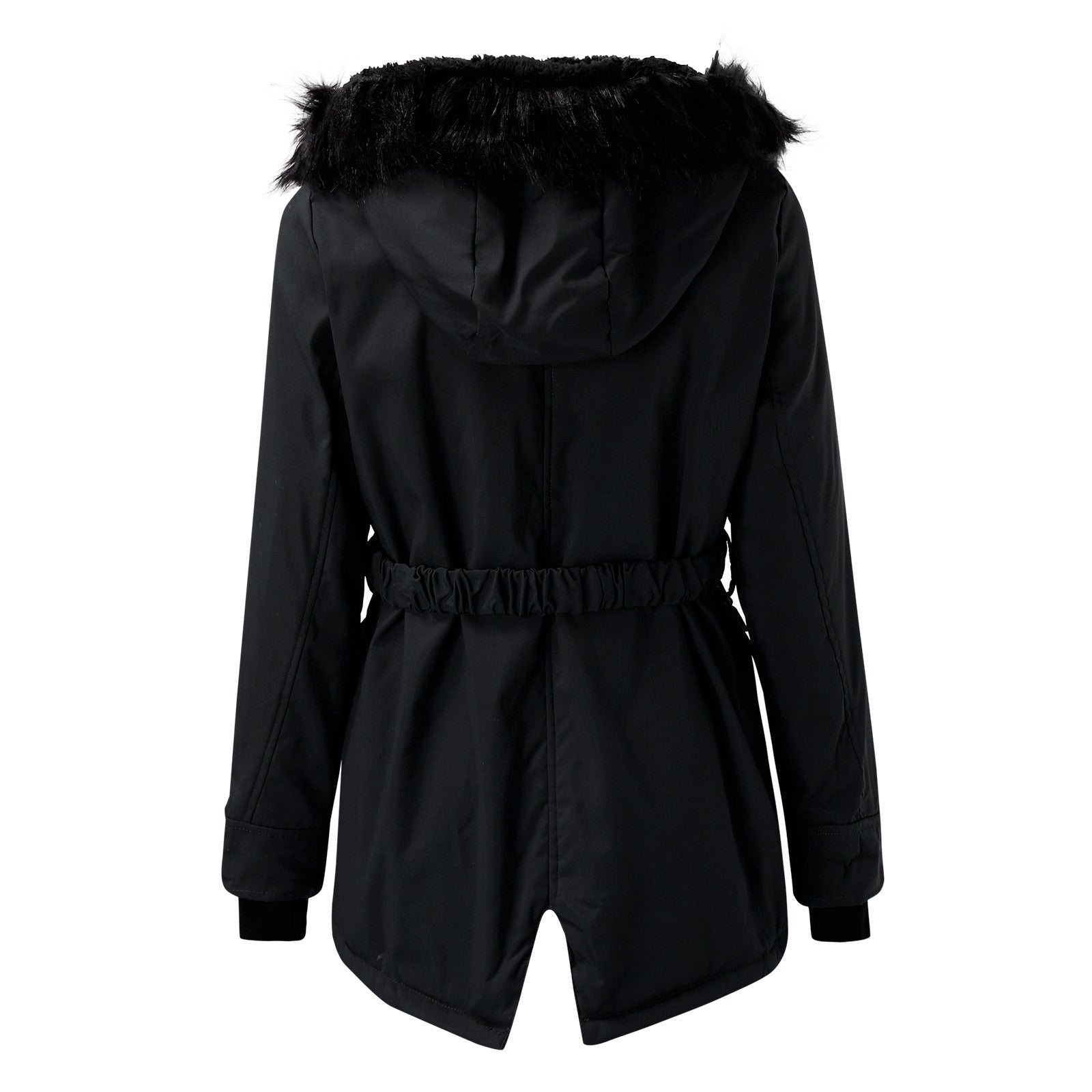 Women’s Warm Hooded Coat Fitted Winter Button Zip Jacket