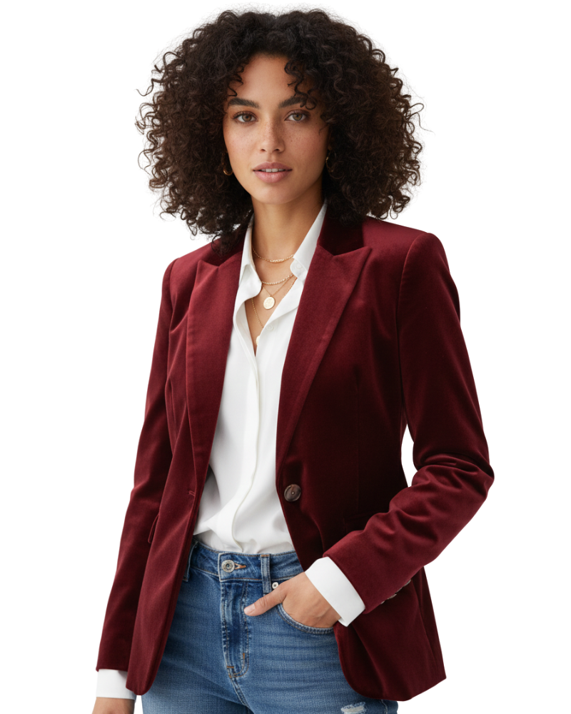 Women's Chic Formal Business Blazer with Elegant Gold Buttons