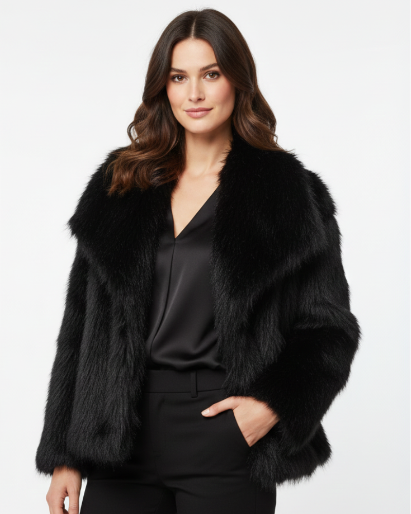 Women's Elegant Fashion Layer Faux Fur Jacket for Winter Season