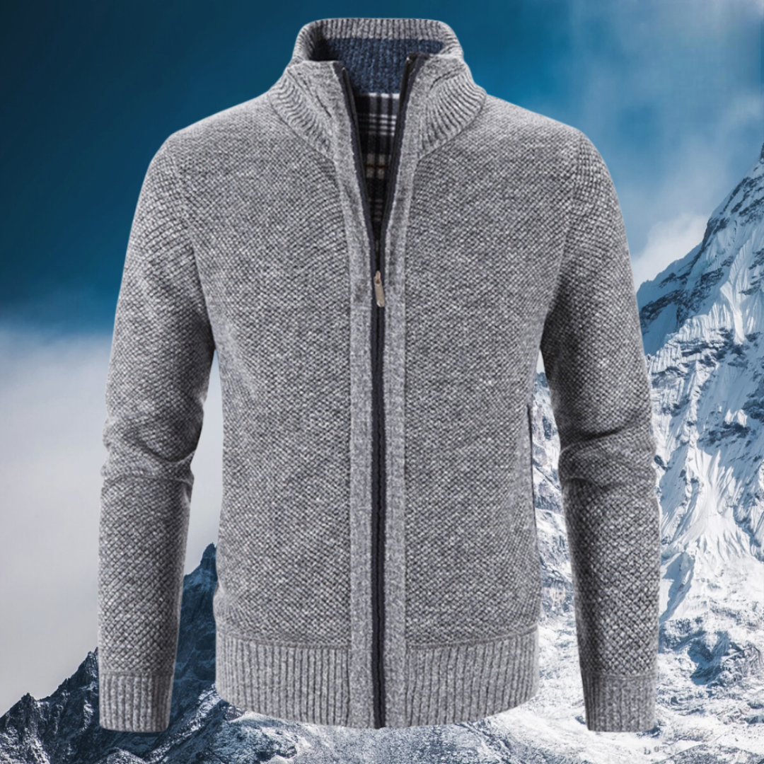 Men's Refined Winter Insulated Zipper Cardigan - Ideal for Layering