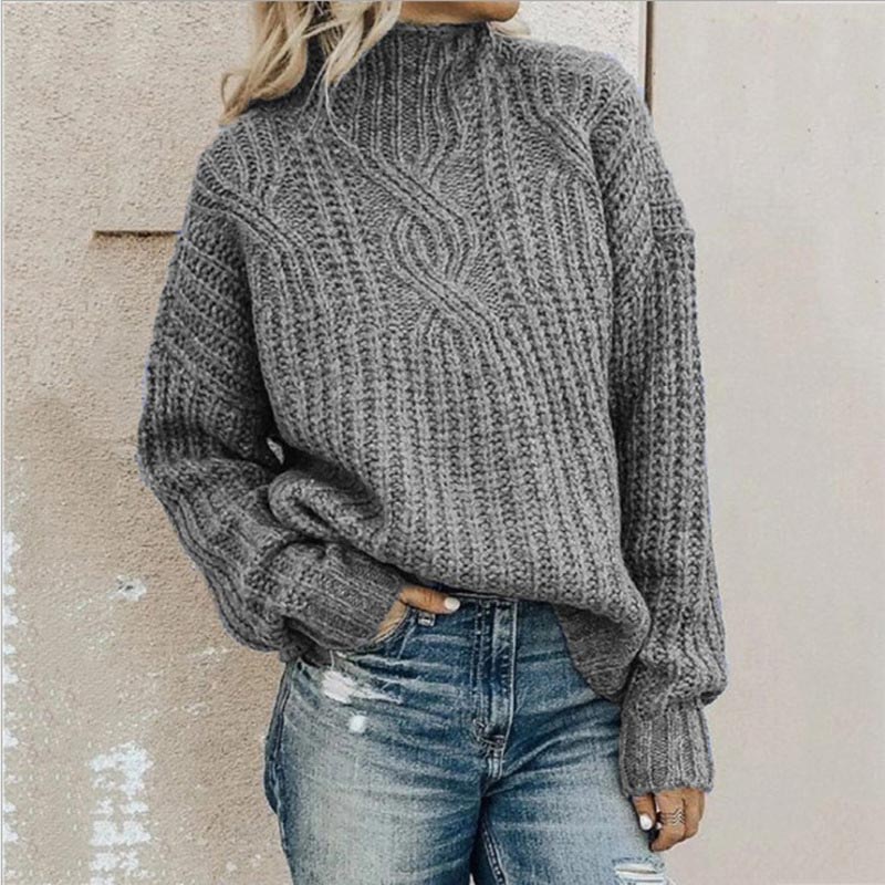 Women's Versatile Knitted Turtleneck Sweater for Autumn and Winter