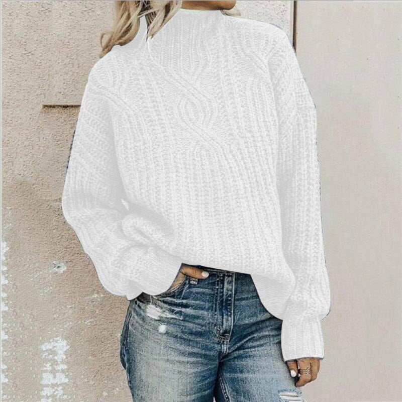 Women's Versatile Knitted Turtleneck Sweater for Autumn and Winter