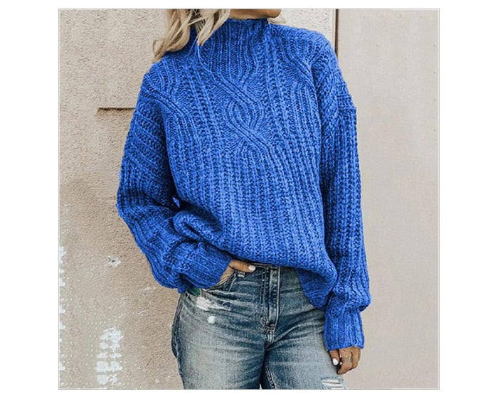 Women's Versatile Knitted Turtleneck Sweater for Autumn and Winter