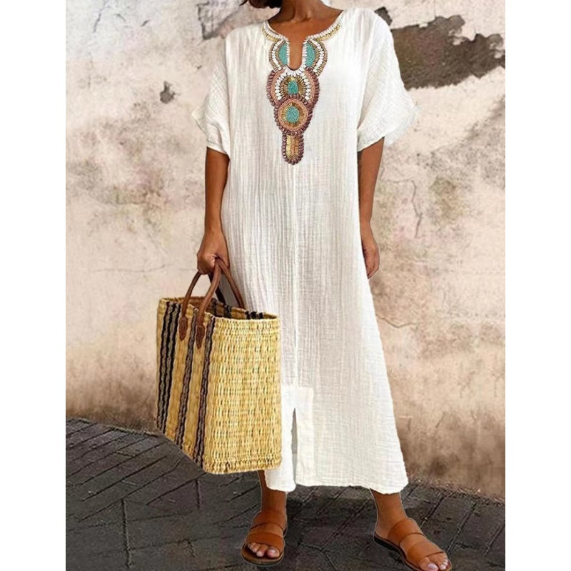 Women’s Ethnic Embroidery Relaxed Maxi Summer Dresses