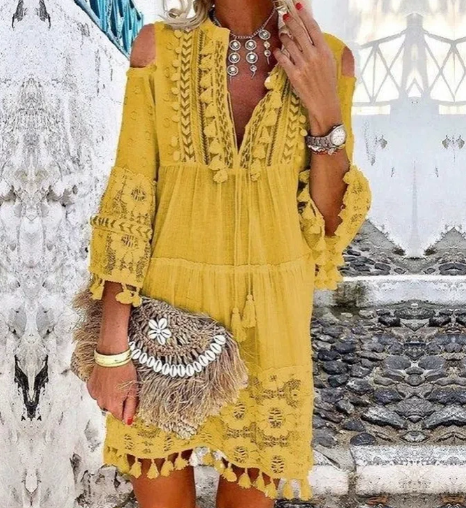 Bohemian Summer Embroidered Mini Dress for Women