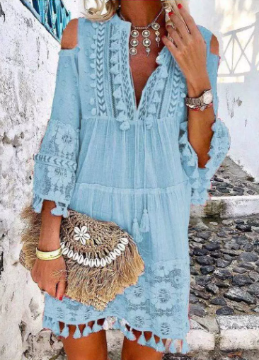 Bohemian Summer Embroidered Mini Dress for Women