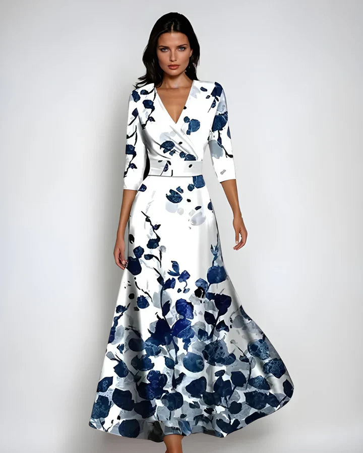 Enchanted Flowing Bloom Subtle Drape Wrap Maxi Dress for Women