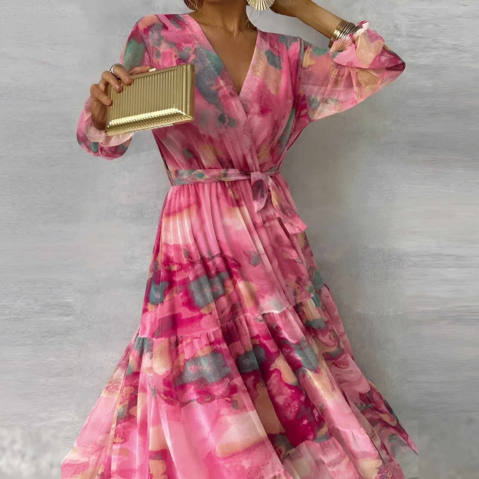 Women’s Chic Flowy Floral Pleated Summer Dress for Events