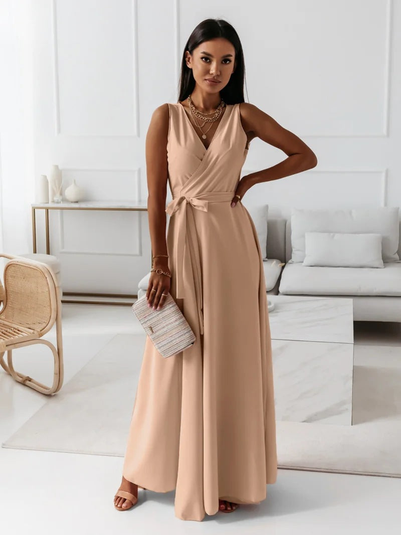 Women Elegant Wrap Long Gown Flattering Wedding Guest Dresses for Formal Event