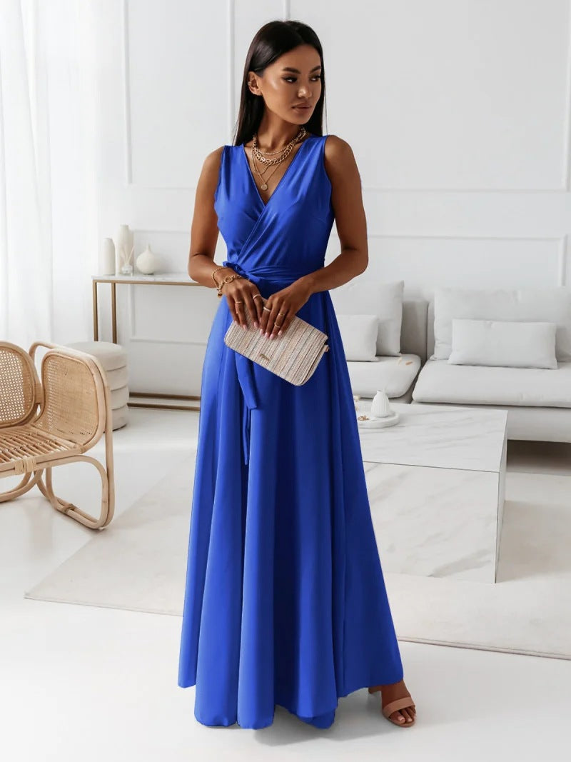 Women Elegant Wrap Long Gown Flattering Wedding Guest Dresses for Formal Event