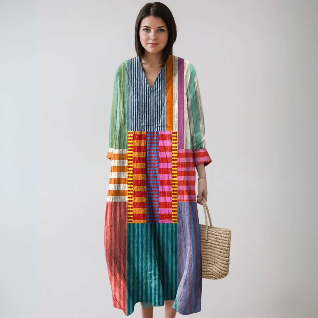 Women’s Flowy Patterned Geometric Midi Summer Dress