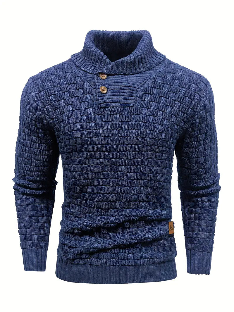 Men's Fashion Warm Knitted High Neck with Buttons