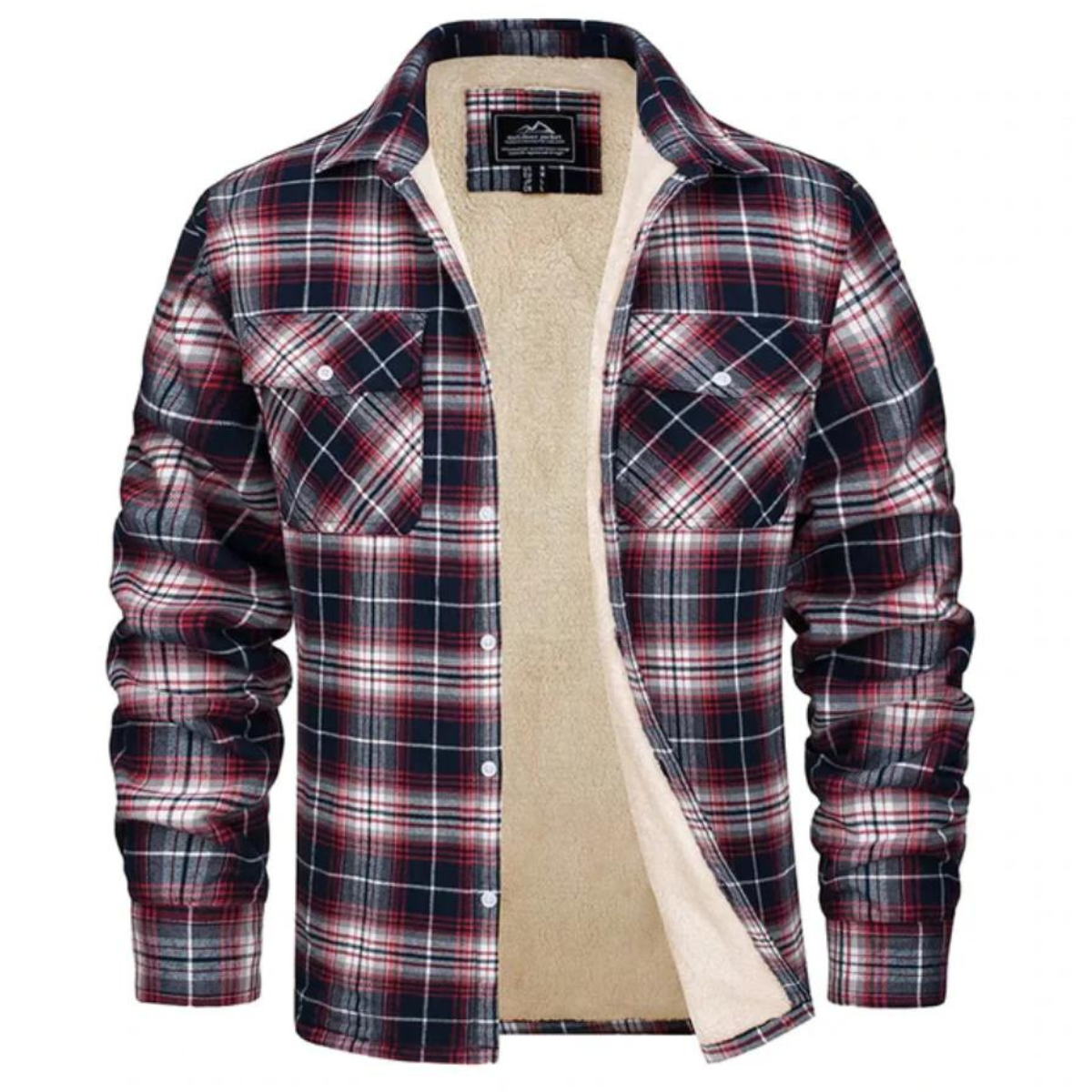 Men's Cozy Sherpa Checkered Practical Shirt Jacket