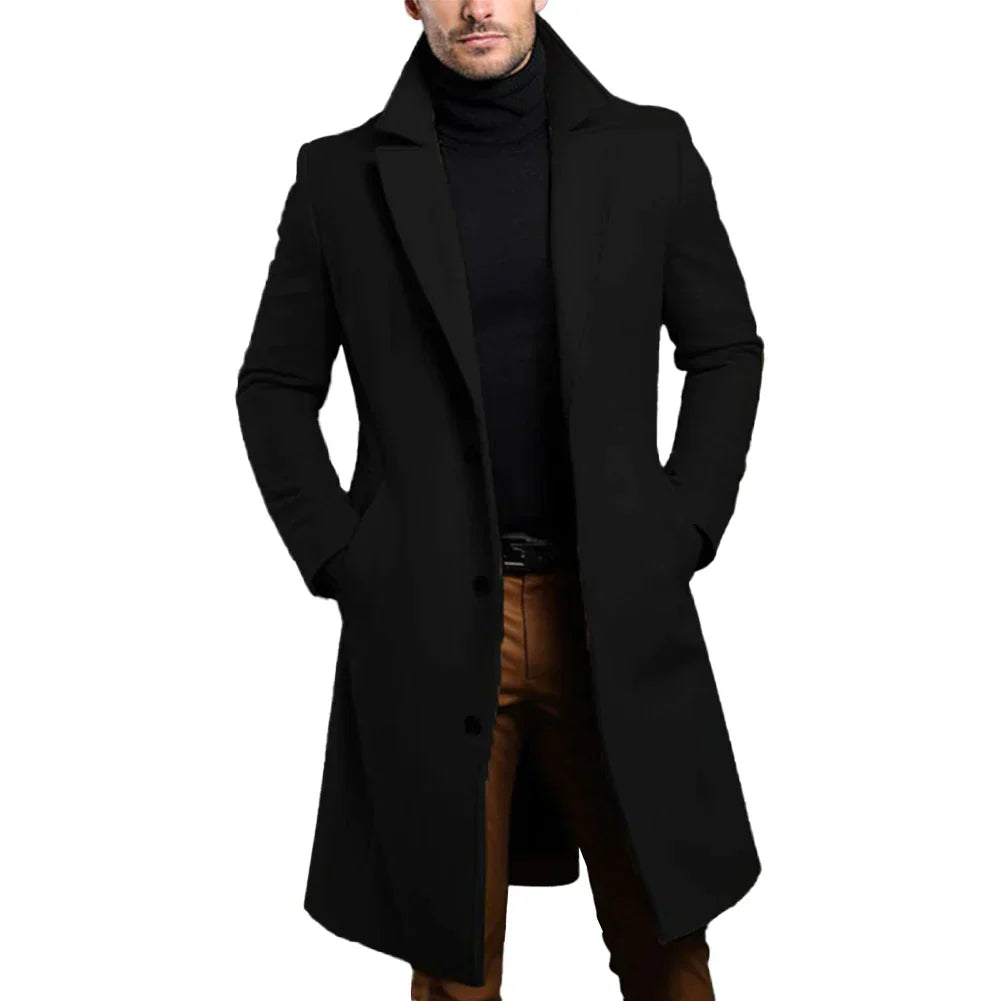 Men's Modern Formal Sleek Slim-Fit Long Winter Coat