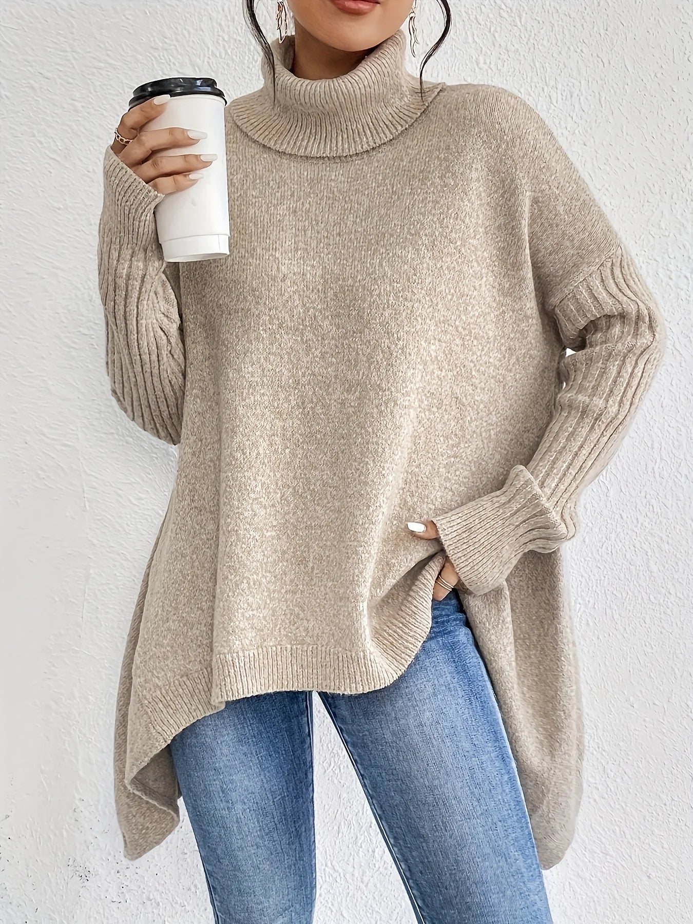 Women’s Oversized Winter Turtleneck Warm Relaxed Fit Jumper