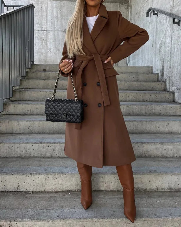 Women’s Longline Trench Coat Classic Warm Winter Layer