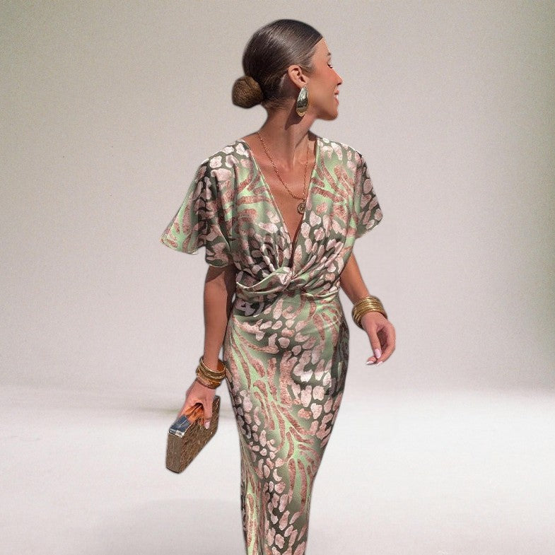 Exquisite Twisted V-neckline Maxi Dress for Women