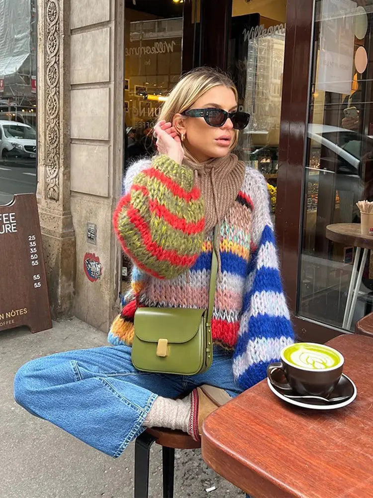 Women's Cosy Multicoloured Warm Jumper for Winter