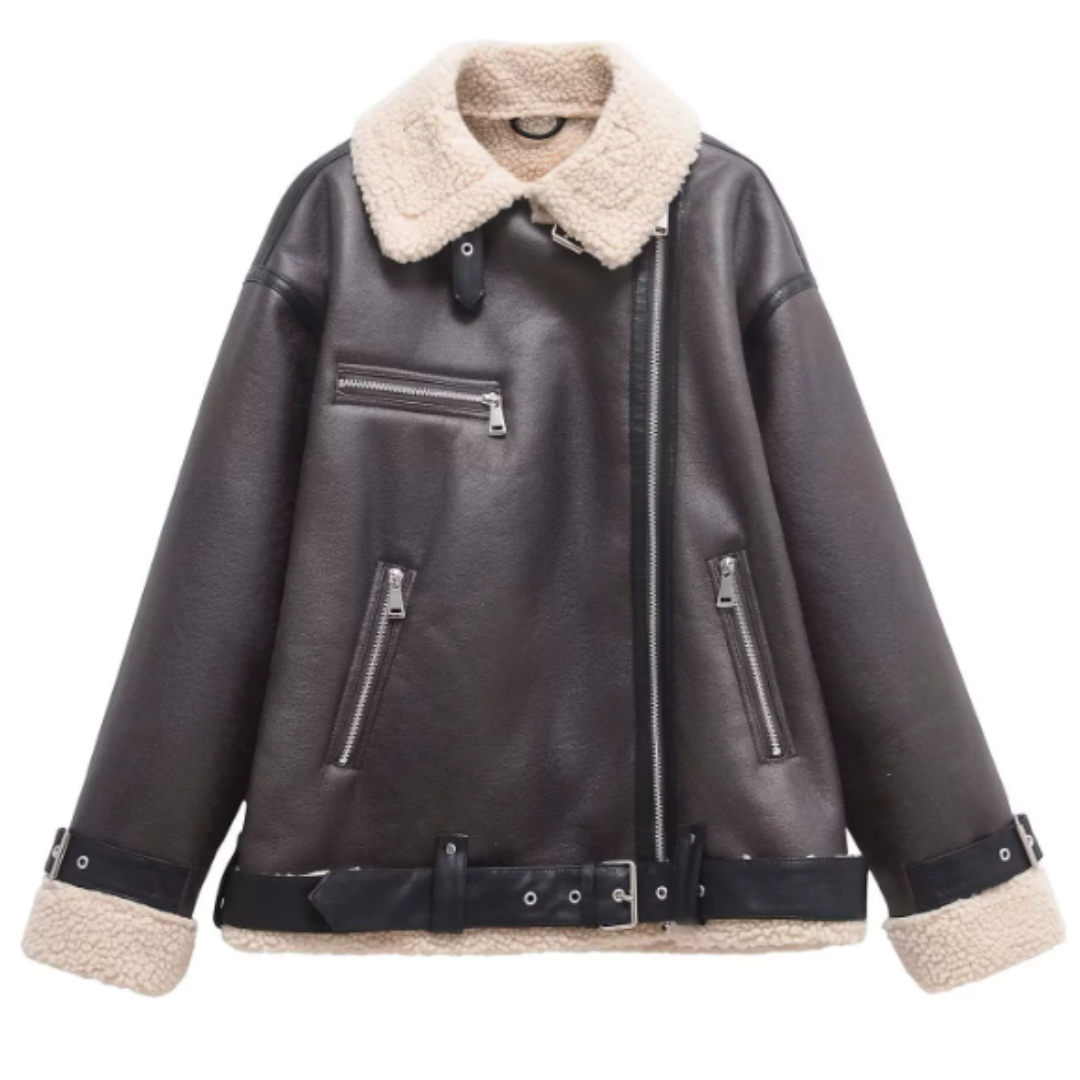 Elegance Cozy Insulation Aviator Jacket for Women