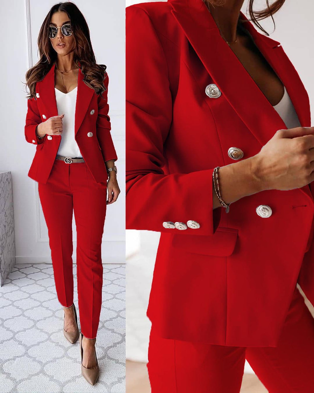 Women's Modern Business Suit – Complete Ensemble Jacket and Fitted Trousers